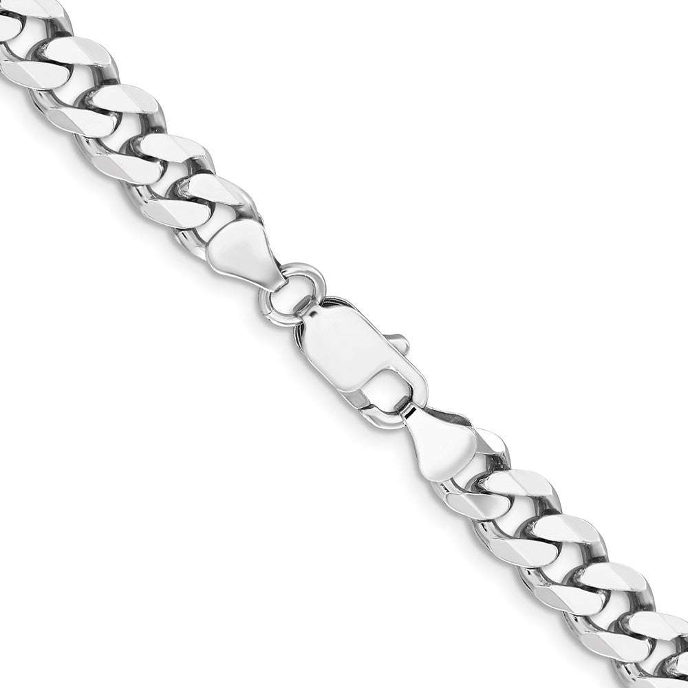 28 Inch Sterling Silver Rhodium-Plated 7.5mm Curb Chain Necklace