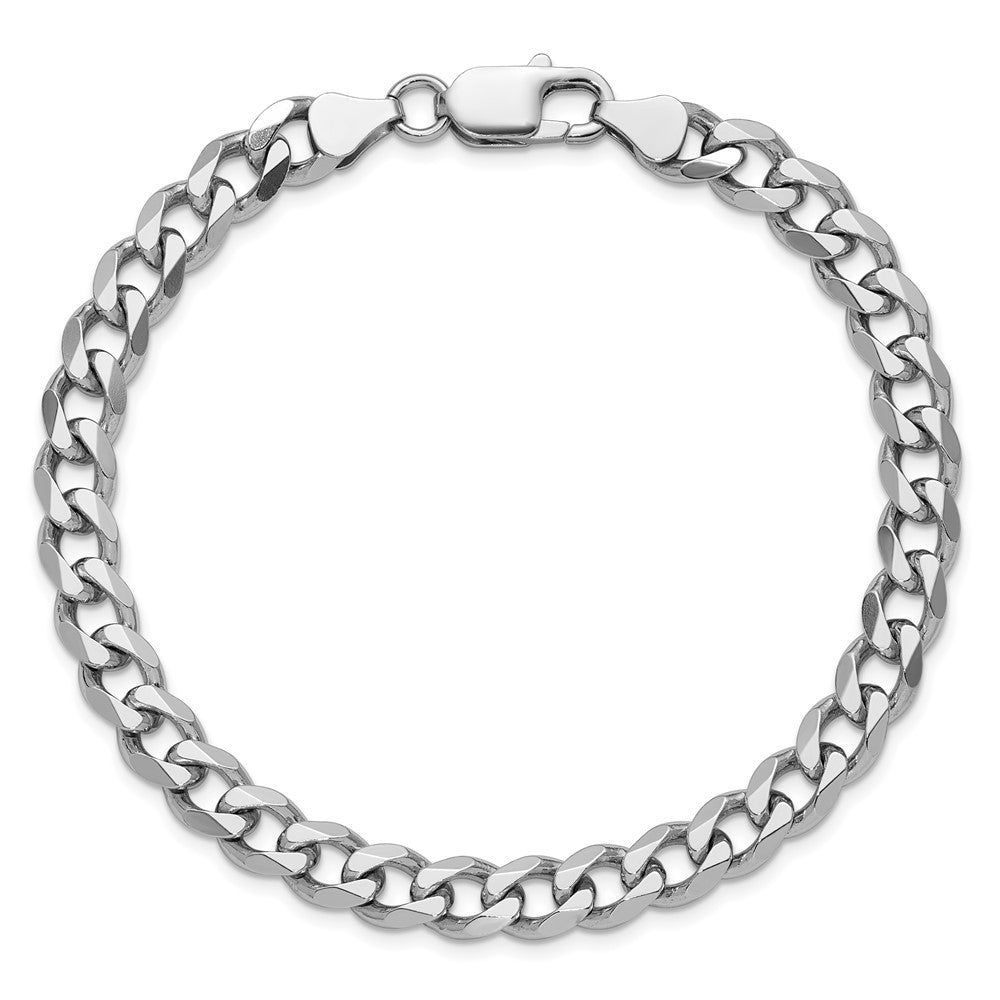 9 Inch Sterling Silver Rhodium-Plated 7.5mm Curb Chain Bracelet