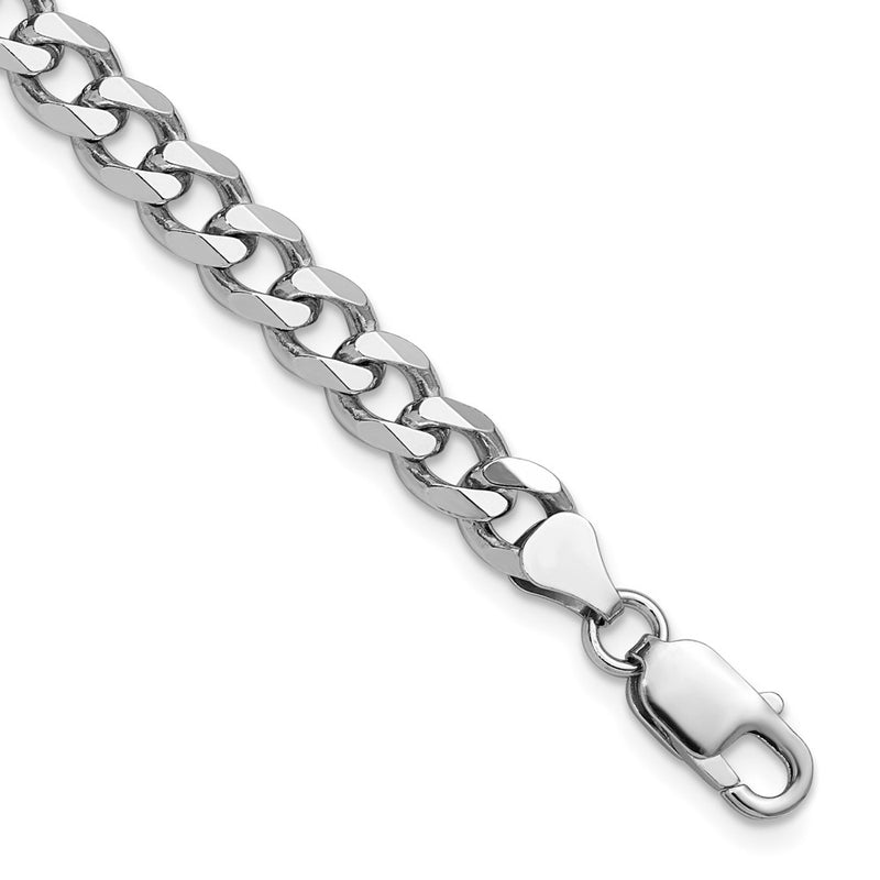 8 Inch Sterling Silver Rhodium-Plated 7.5mm Curb Chain Bracelet