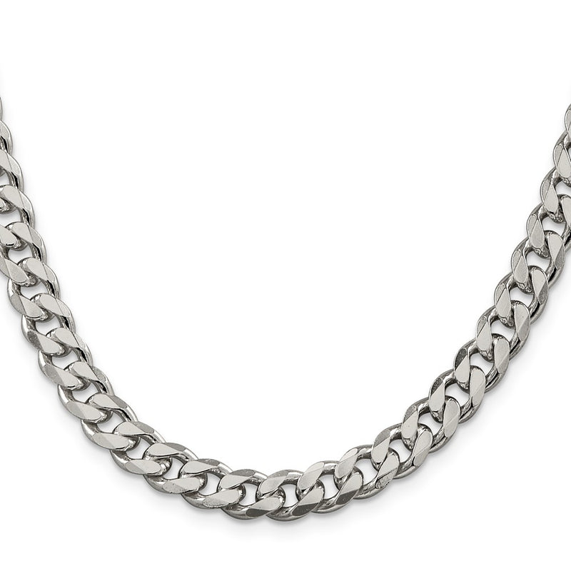 30 Inch Sterling Silver 8.3mm Curb Chain Necklace