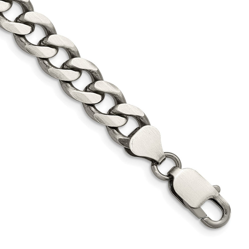 9 Inch Sterling Silver Antiqued 8.3mm Curb Chain Bracelet