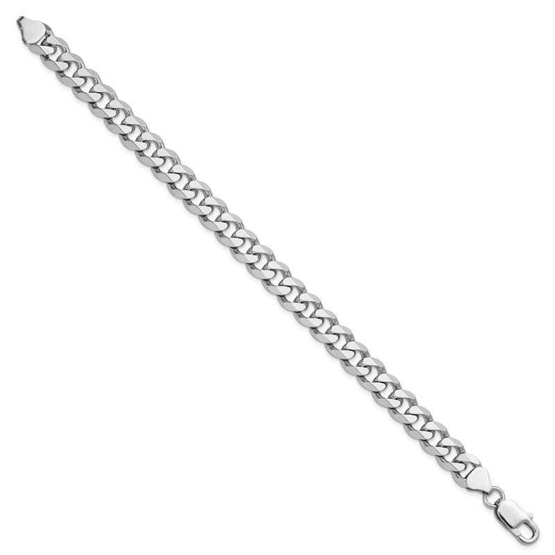9 Inch Sterling Silver Rhodium-Plated 8.3mm Curb Chain Bracelet