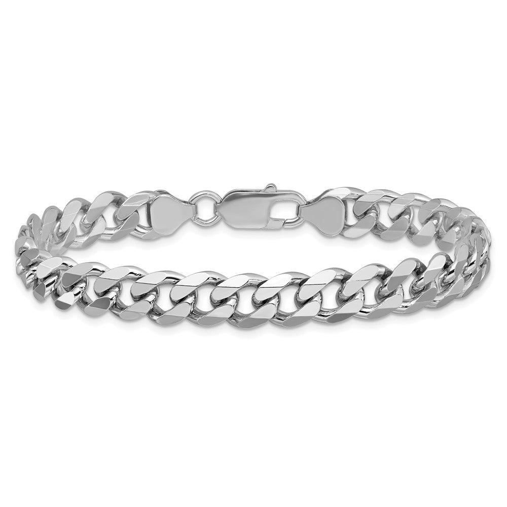 8 Inch Sterling Silver Rhodium-Plated 8.3mm Curb Chain Bracelet