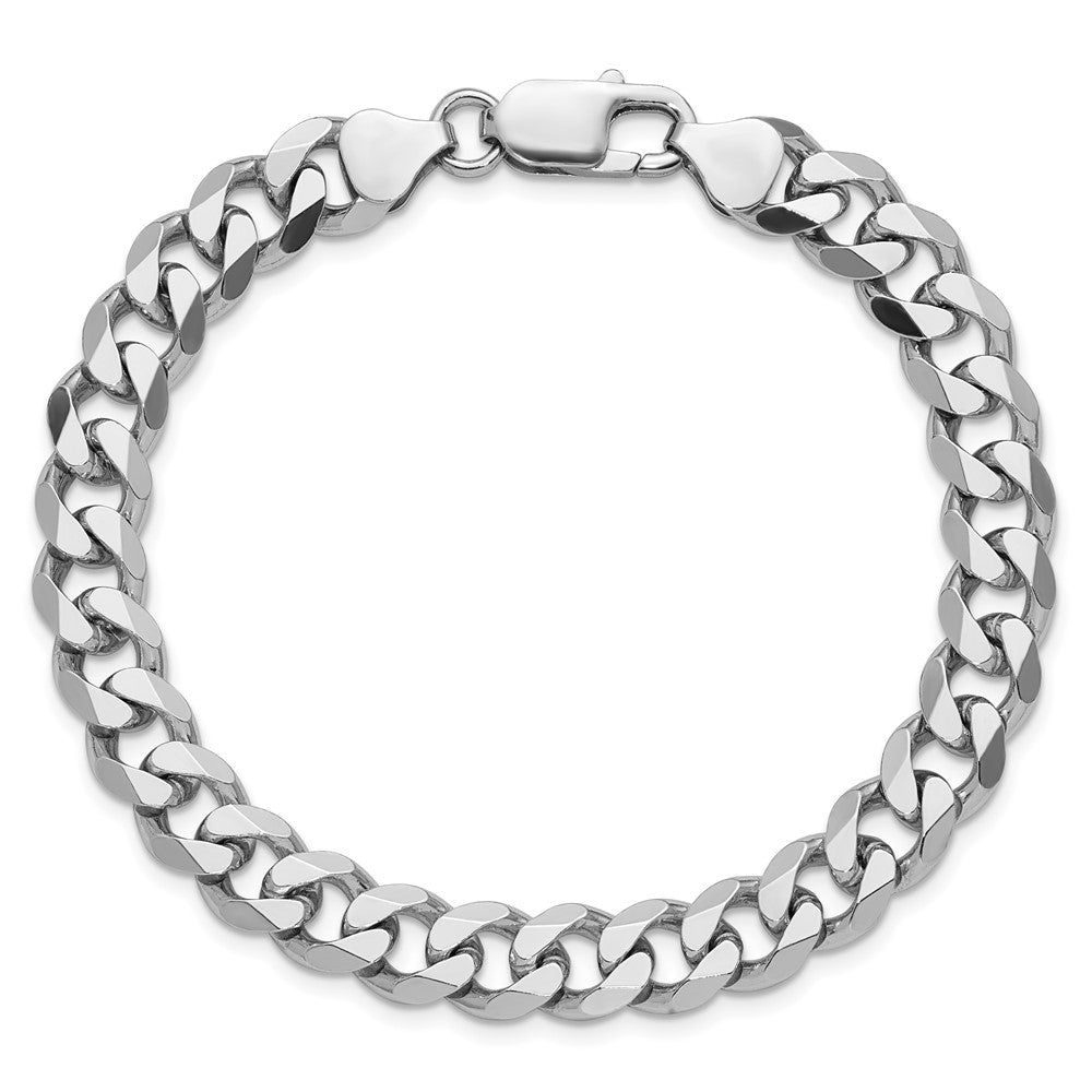 9 Inch Sterling Silver Rhodium-Plated 8.3mm Curb Chain Bracelet