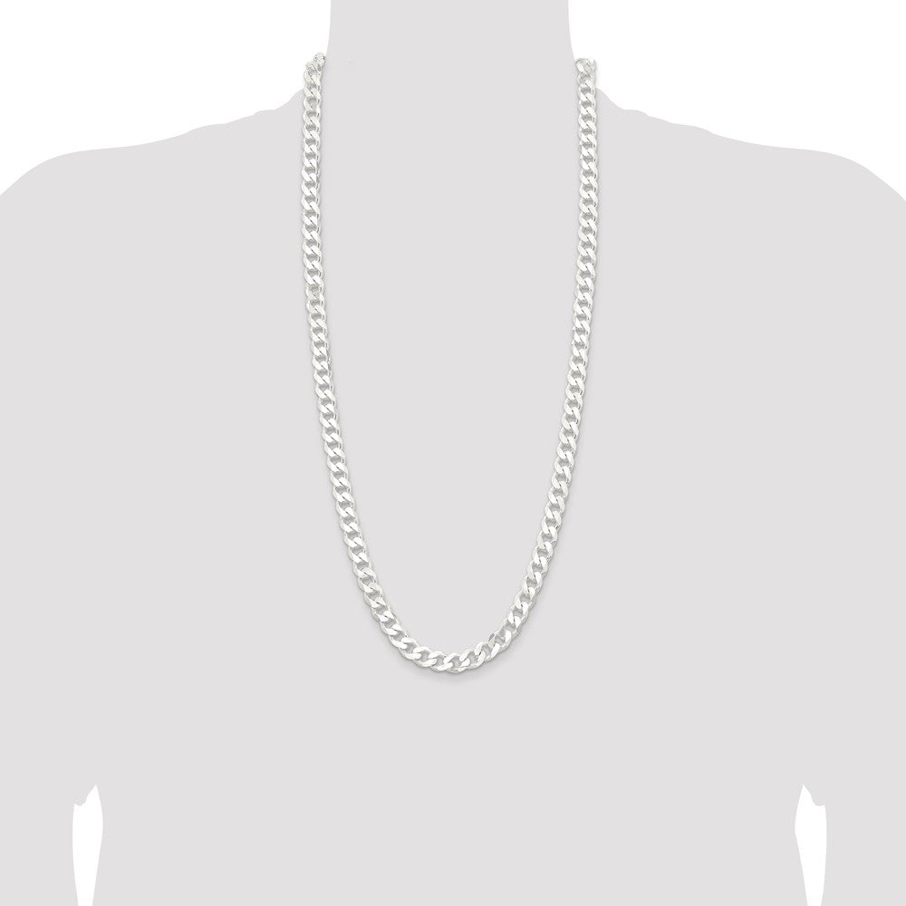 30 Inch Sterling Silver 9.3mm Curb Chain Necklace