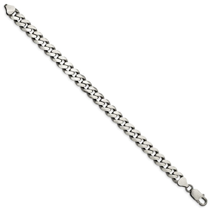 8 Inch Sterling Silver Antiqued 9.3mm Curb Chain Bracelet
