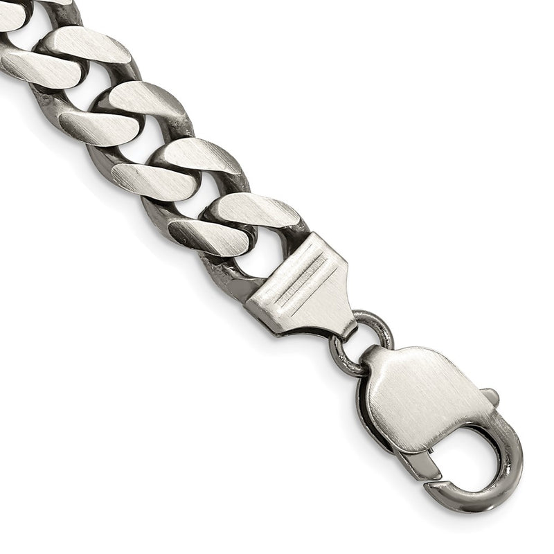 8 Inch Sterling Silver Antiqued 9.3mm Curb Chain Bracelet