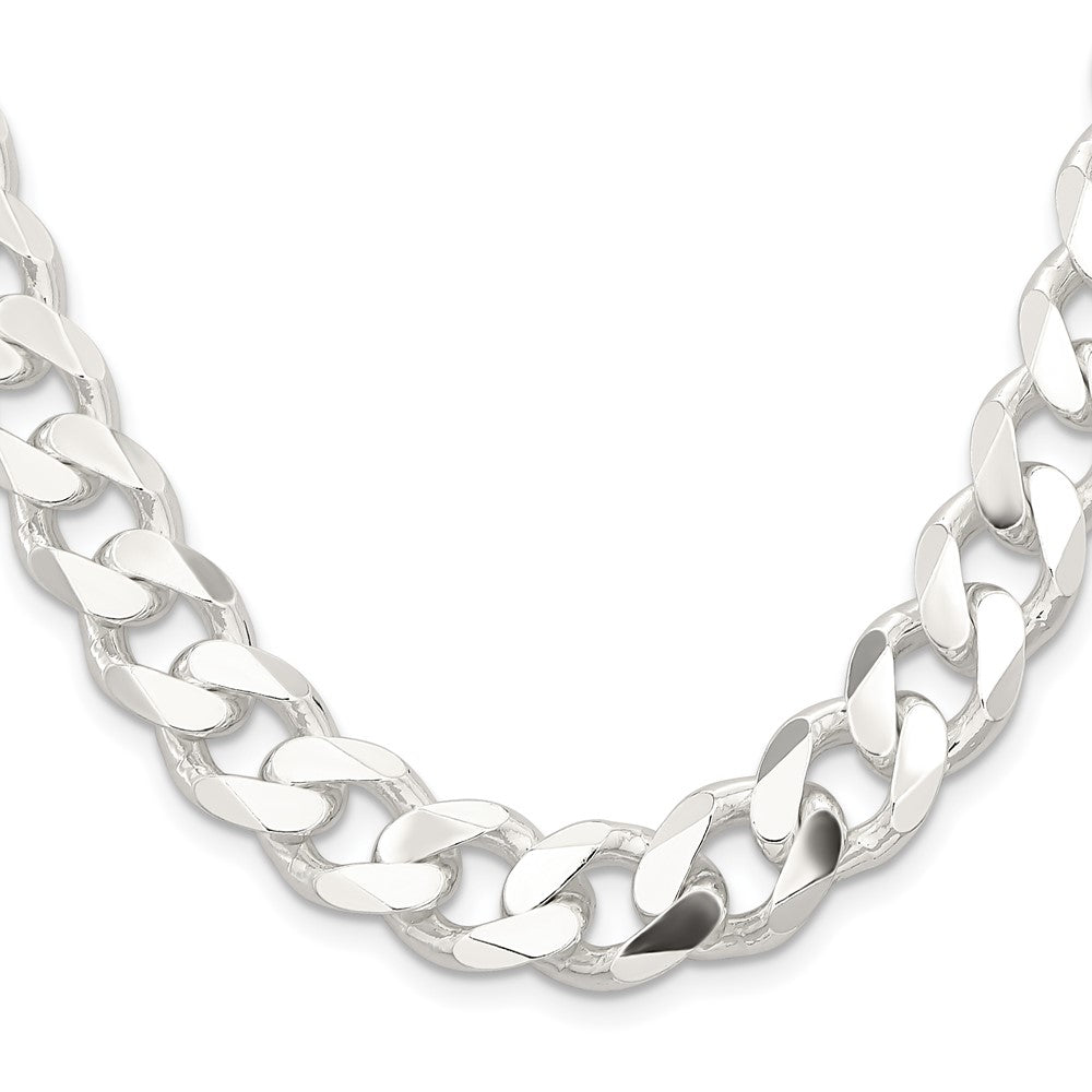 28 Inch Sterling Silver 13mm Curb Chain Necklace