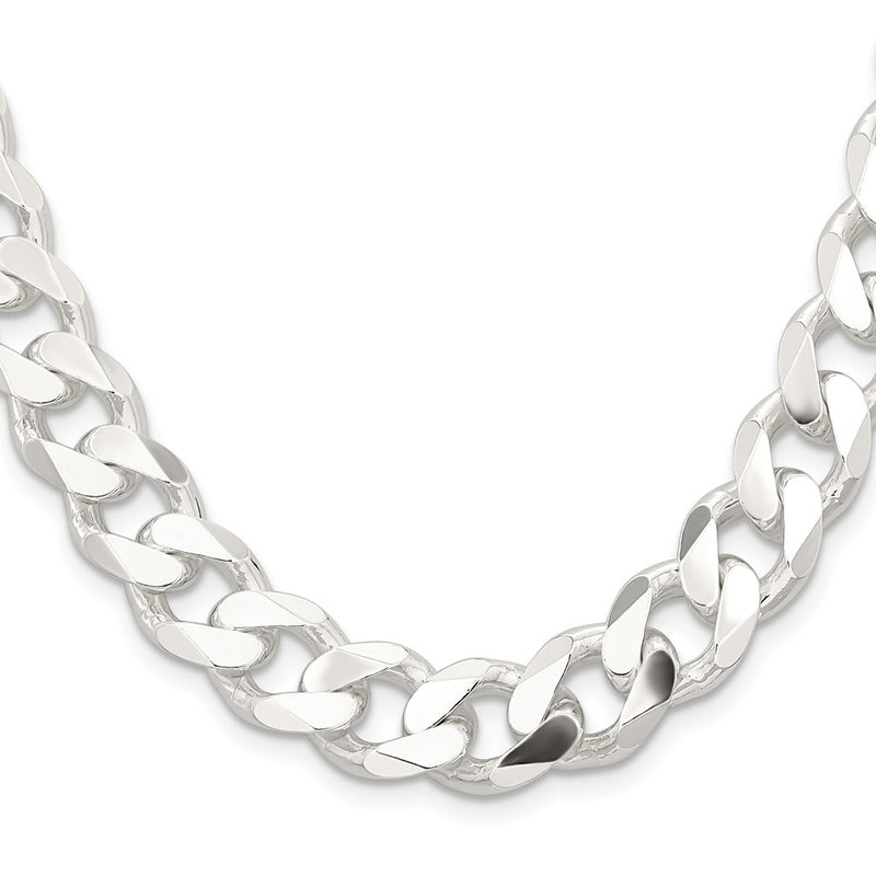 28 Inch Sterling Silver 13mm Curb Chain Necklace