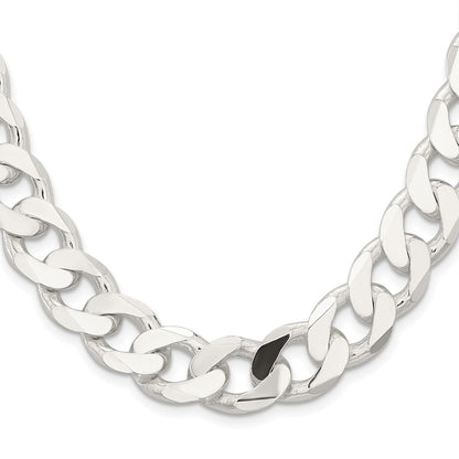 28 Inch Sterling Silver 14.5mm Curb Chain Necklace