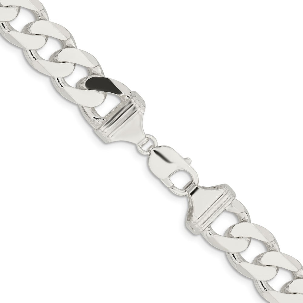 28 Inch Sterling Silver 14.5mm Curb Chain Necklace