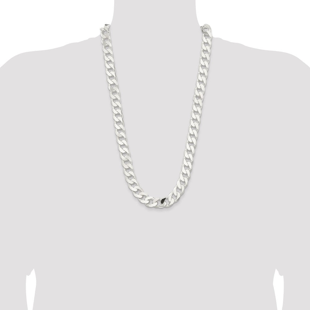 28 Inch Sterling Silver 14.5mm Curb Chain Necklace