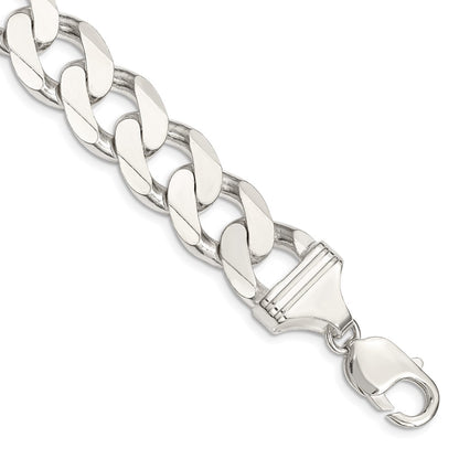 9 Inch Sterling Silver 14.5mm Curb Chain Bracelet