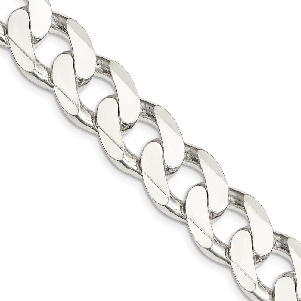 28 Inch Sterling Silver 14.5mm Curb Chain Necklace