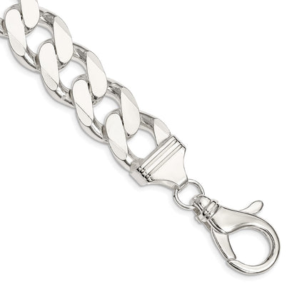 9 Inch Sterling Silver 16.25mm Curb Chain Bracelet