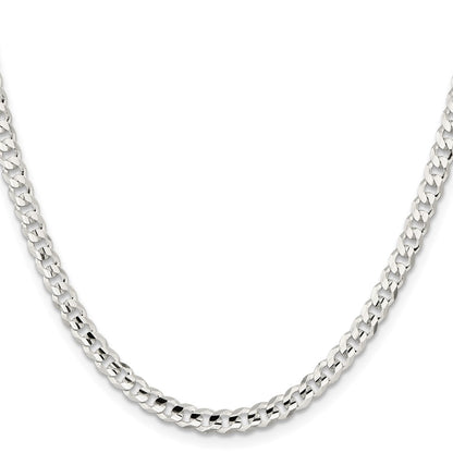 22 Inch Sterling Silver 4.5mm Concave Beveled Curb Chain Necklace