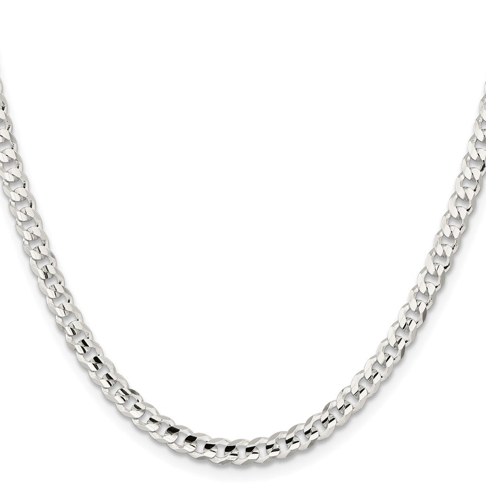24 Inch Sterling Silver 4.5mm Concave Beveled Curb Chain Necklace