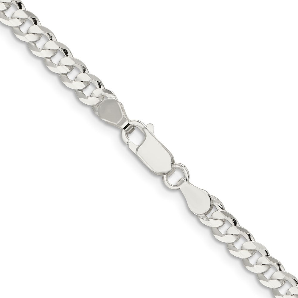 16 Inch Sterling Silver 4.5mm Concave Beveled Curb Chain Necklace