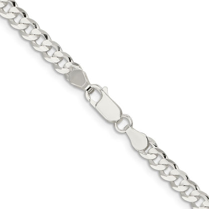 20 Inch Sterling Silver 4.5mm Concave Beveled Curb Chain Necklace