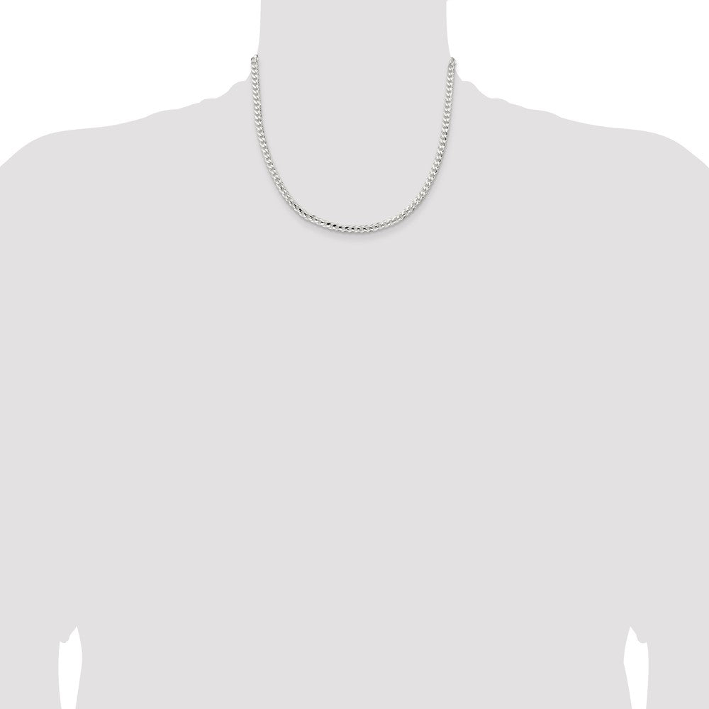 18 Inch Sterling Silver 4.5mm Concave Beveled Curb Chain Necklace