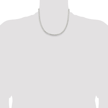 18 Inch Sterling Silver 4.5mm Concave Beveled Curb Chain Necklace