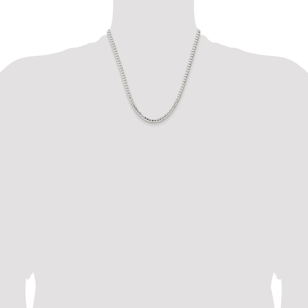 20 Inch Sterling Silver 4.5mm Concave Beveled Curb Chain Necklace
