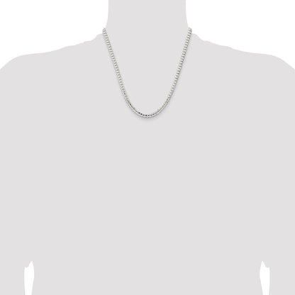 20 Inch Sterling Silver 4.5mm Concave Beveled Curb Chain Necklace