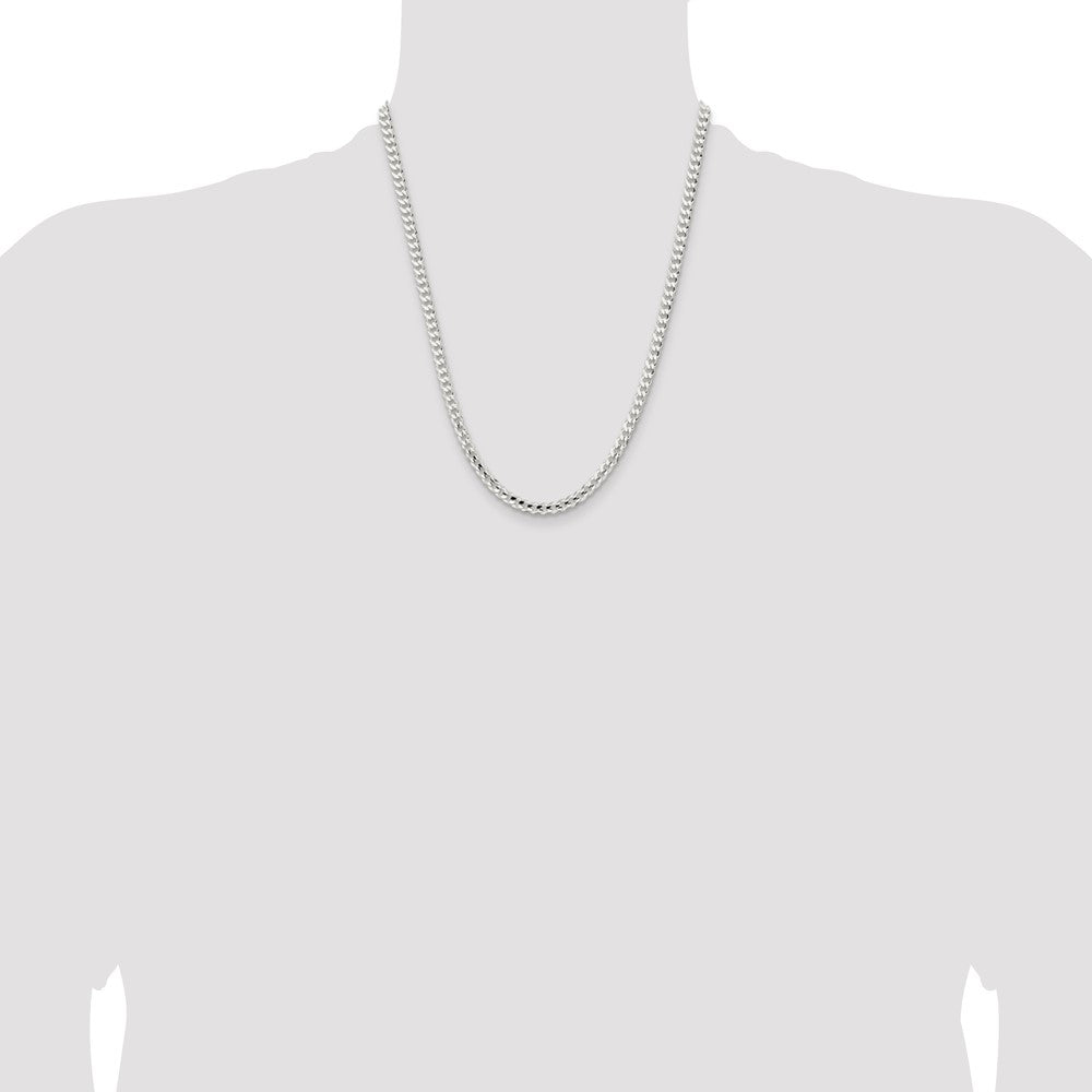 22 Inch Sterling Silver 4.5mm Concave Beveled Curb Chain Necklace