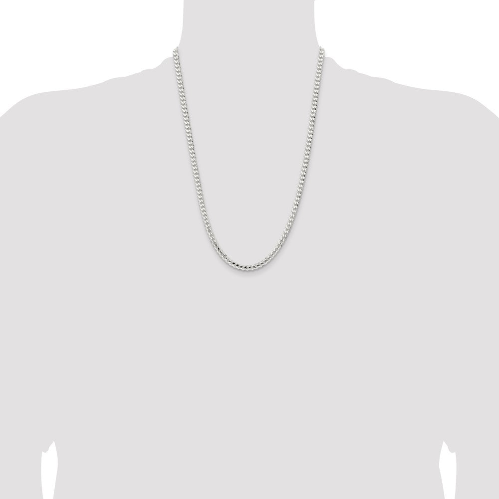 24 Inch Sterling Silver 4.5mm Concave Beveled Curb Chain Necklace