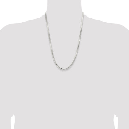 24 Inch Sterling Silver 4.5mm Concave Beveled Curb Chain Necklace