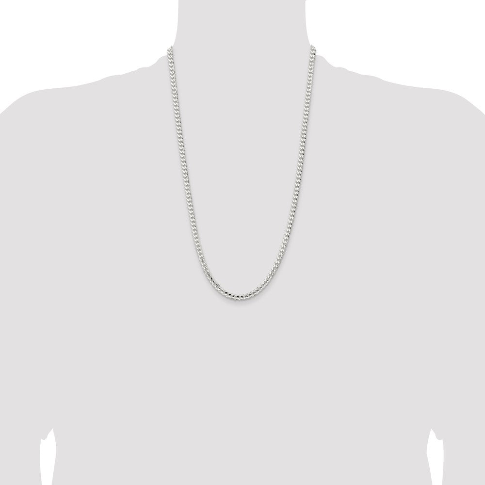 26 Inch Sterling Silver 4.5mm Concave Beveled Curb Chain Necklace