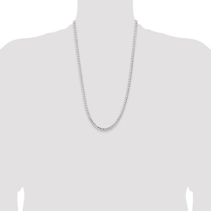26 Inch Sterling Silver 4.5mm Concave Beveled Curb Chain Necklace