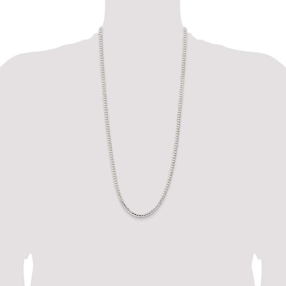 30 Inch Sterling Silver 4.5mm Concave Beveled Curb Chain Necklace