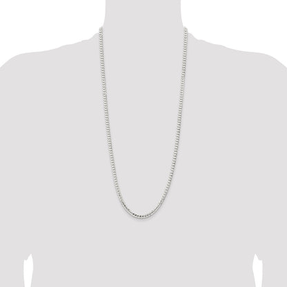 30 Inch Sterling Silver 4.5mm Concave Beveled Curb Chain Necklace