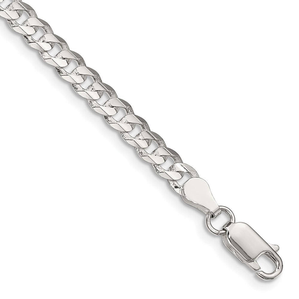 8 Inch Sterling Silver 4.5mm Concave Beveled Curb Chain Bracelet