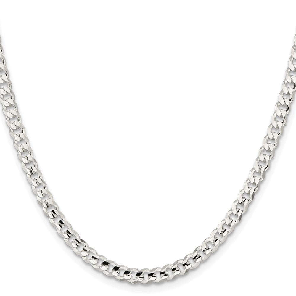 Sterling Silver Rhodium-Plated 4.5mm Concave Beveled Curb Chain