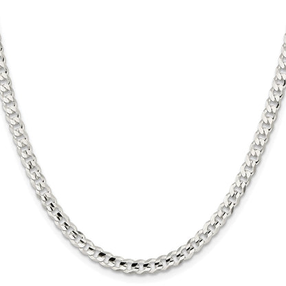 Sterling Silver Rhodium-Plated 4.5mm Concave Beveled Curb Chain