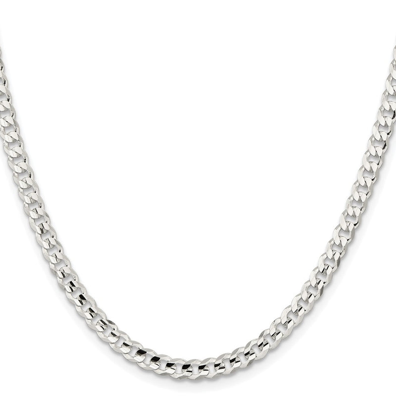 Sterling Silver Rhodium-Plated 4.5mm Concave Beveled Curb Chain