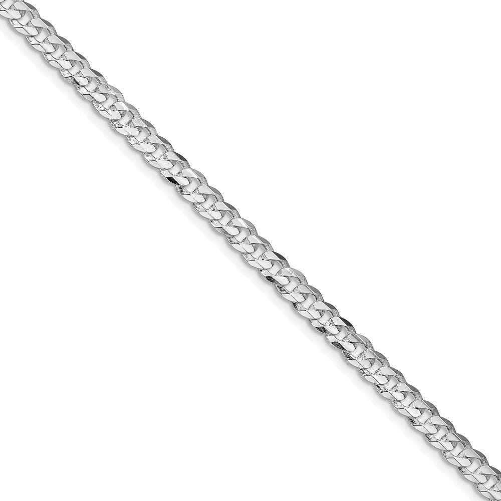Sterling Silver Rhodium-Plated 4.5mm Concave Beveled Curb Chain