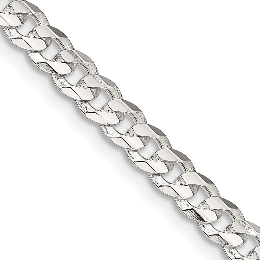 30 Inch Sterling Silver 4.5mm Concave Beveled Curb Chain Necklace