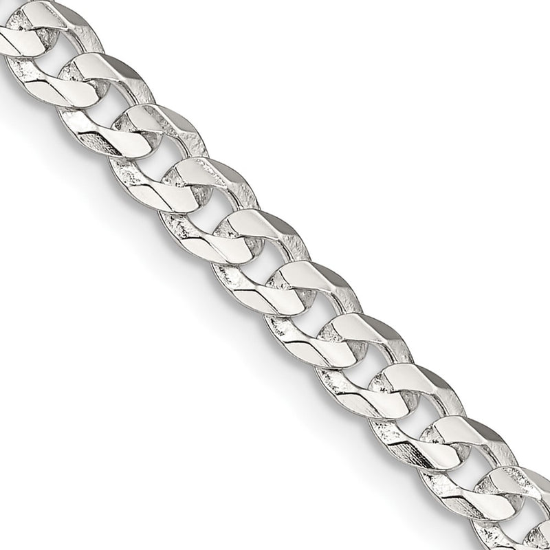 26 Inch Sterling Silver 4.5mm Concave Beveled Curb Chain Necklace