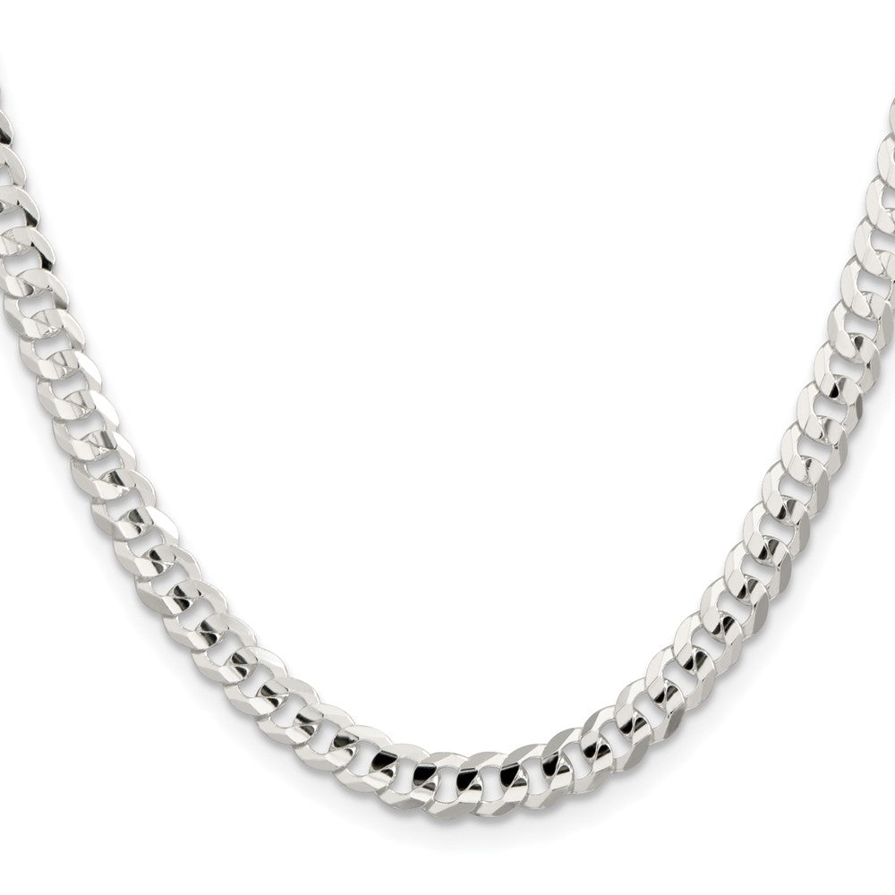 16 Inch Sterling Silver 5.65mm Concave Beveled Curb Chain Necklace