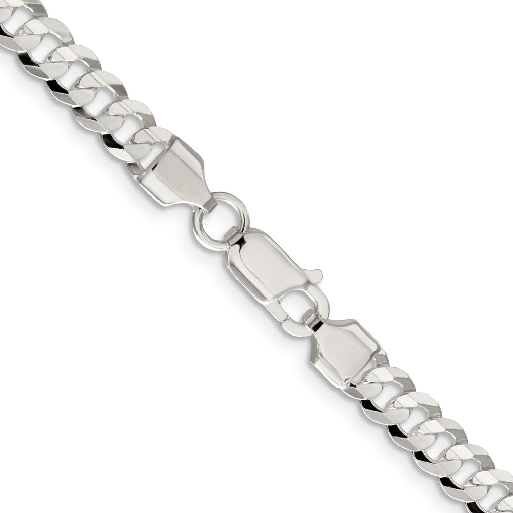 18 Inch Sterling Silver 5.65mm Concave Beveled Curb Chain Necklace