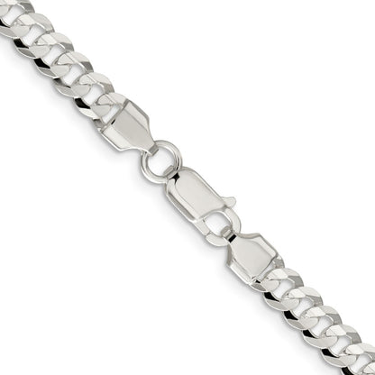 20 Inch Sterling Silver 5.65mm Concave Beveled Curb Chain Necklace