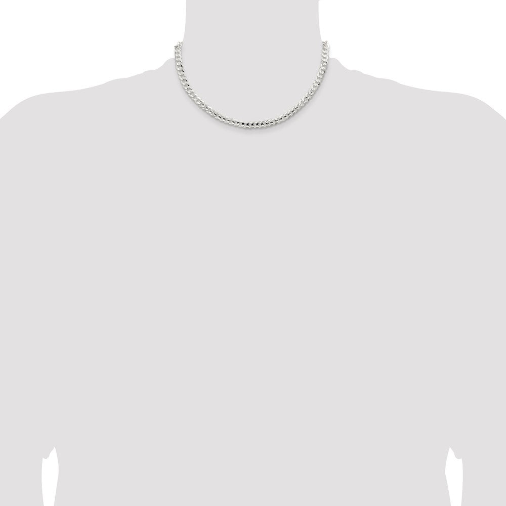 16 Inch Sterling Silver 5.65mm Concave Beveled Curb Chain Necklace