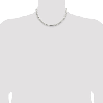 16 Inch Sterling Silver 5.65mm Concave Beveled Curb Chain Necklace