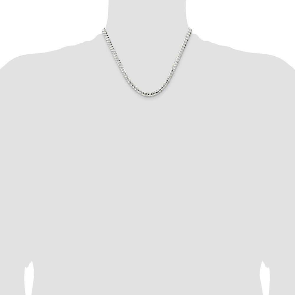 18 Inch Sterling Silver 5.65mm Concave Beveled Curb Chain Necklace
