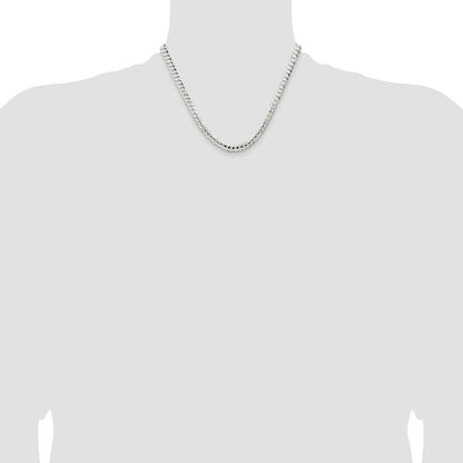 18 Inch Sterling Silver 5.65mm Concave Beveled Curb Chain Necklace