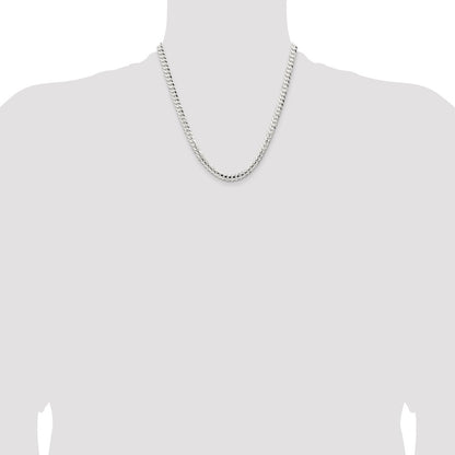 20 Inch Sterling Silver 5.65mm Concave Beveled Curb Chain Necklace