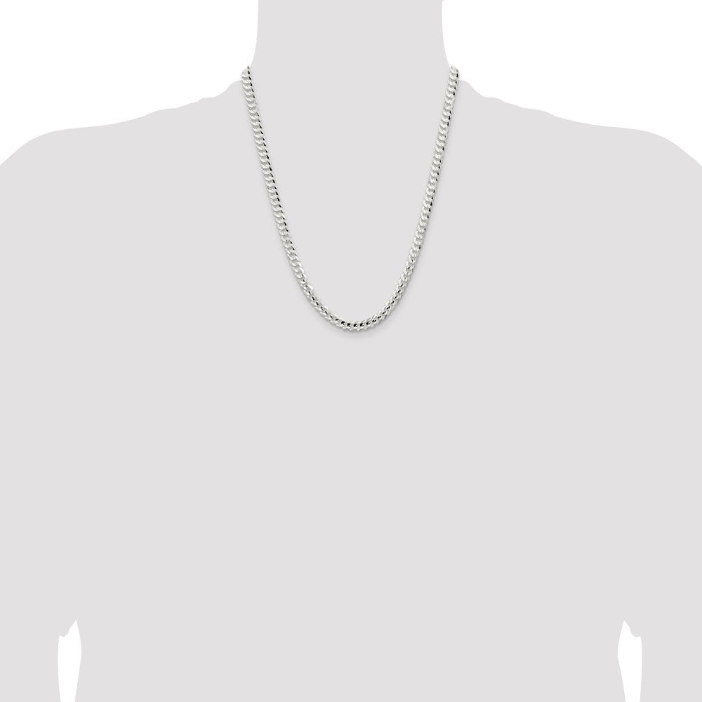 22 Inch Sterling Silver 5.65mm Concave Beveled Curb Chain Necklace